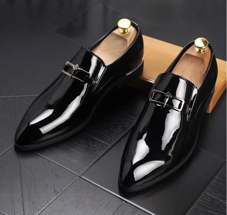 Мужские модельные туфли из лакированной кожи увеличивающие рост Мужская