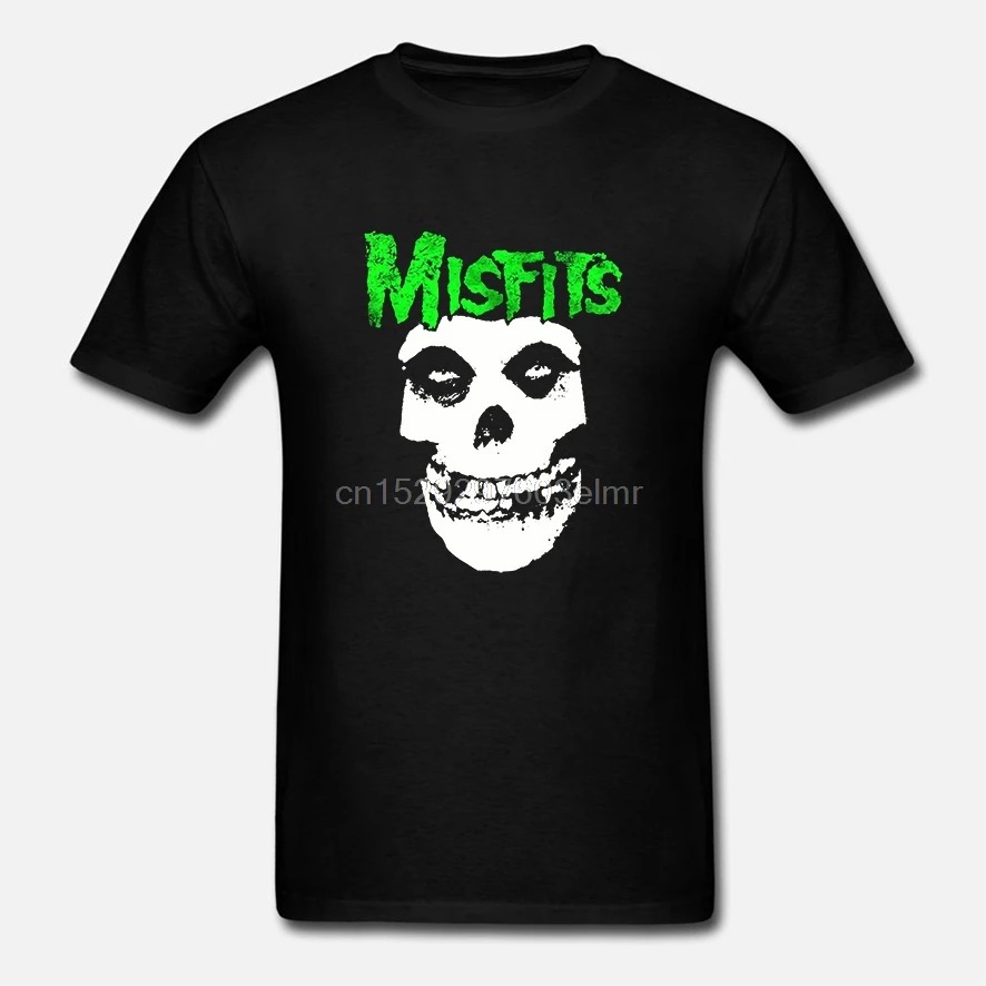 Забавная Мужская футболка белая футболки черная Misfits Skull Black Horror Punk для
