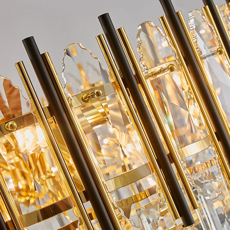 

Round design modern crystal chandelier lighting luxury for dining living room decoration LED gold lamp fixture