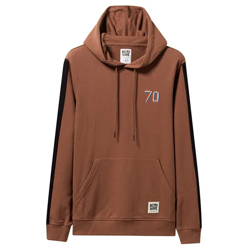 62Brown Giordano мужской свитшот кенгуру, с капюшоном из натурального хлопка,с небольшой вышивкой на груди - Цвет: 62Brown