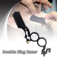 mens black finger ring shaver barber straight edge beard shaving tool hairdresser cutter holder