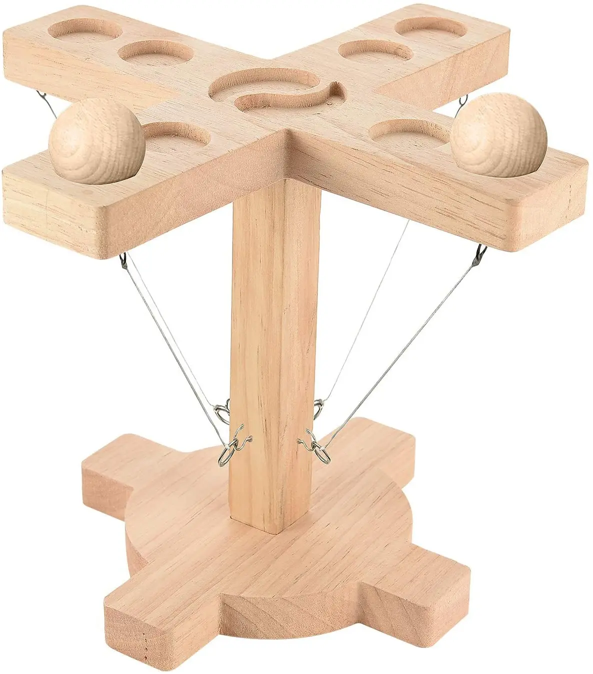 

Wooden Ring Toss Toy with Platoon Hook, Fast-paced Interactive Game for Kids / Adults