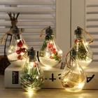 Светодиодный Прозрачный Рождественский шар, рождественские украшения, имитация светильник почки, украшение для рождественской елки, подвеска, новогодний подарок, Рождество