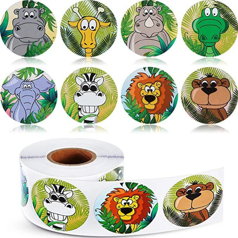 

500pcs Zoo Animals Cartoon Stickers For Kids Reward Cute Waterproof Stickers Classic Toys Sticker School Teacher Reward Stickers