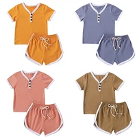 2021 summer newborn baby girl boy outfits clothes cotton short sleeve knitted t shirt shorts sport suit kids clothes set 2pcs