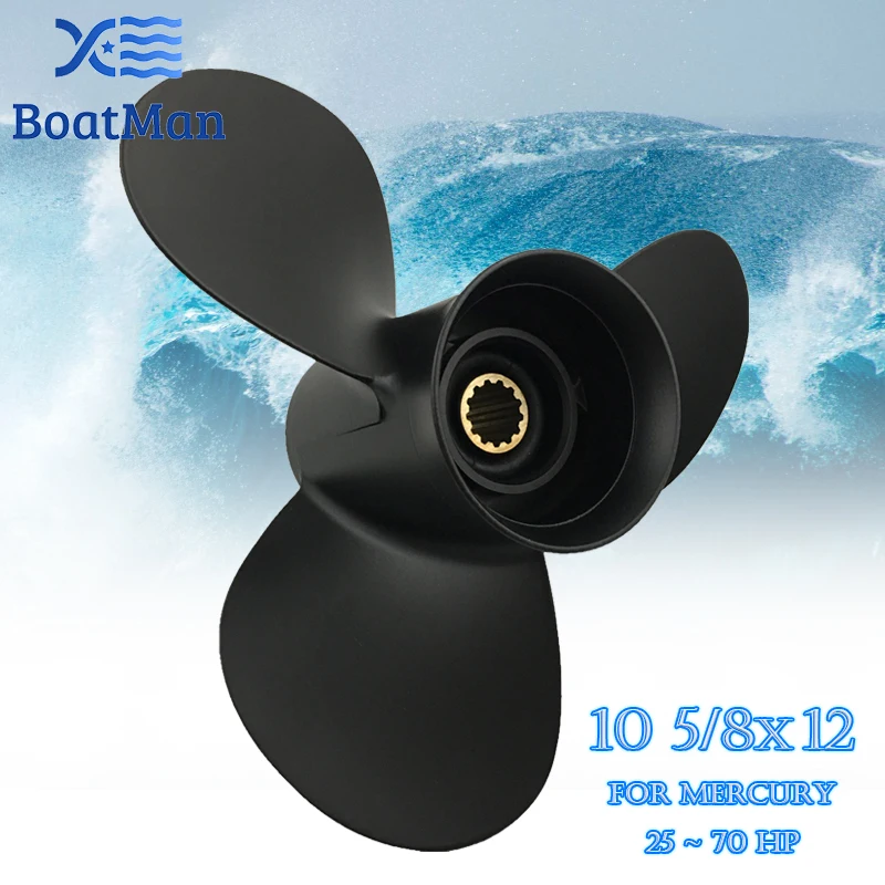 BoatMan® 10 5/8x12 Propeller for Mercury Outboard Motor 40HP 55HP 60HP 70HP 75HP 48-73134A45 13 SplineS  Aluminum Boat Parts