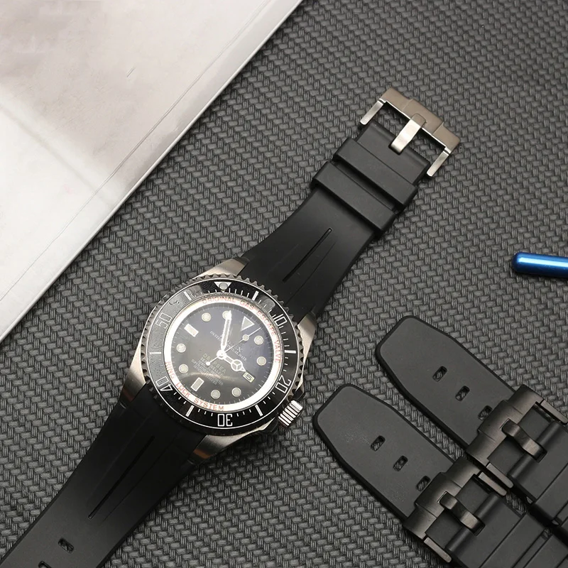 20mm 21mm 22mm Waterproof silicone rubber watch strap is suitable for Rolex single red black green water ghost watch chain