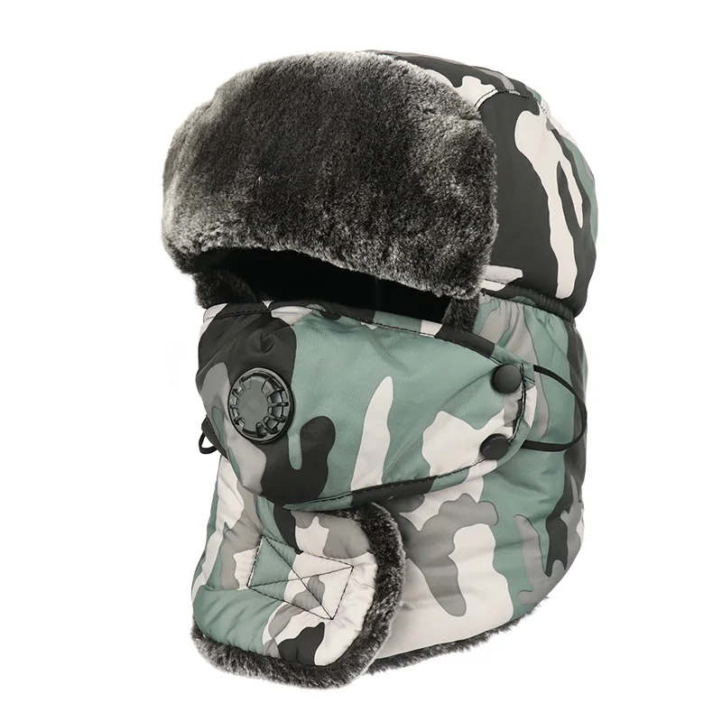 Camouflage Green CAMOLAND унисекс камуфляж шапка-ушанка России ушанка шапка охотника мужской Водонепроницаемый с искусственным мехом Зимние шапки-ушанки с маской - Цвет: Camouflage Green