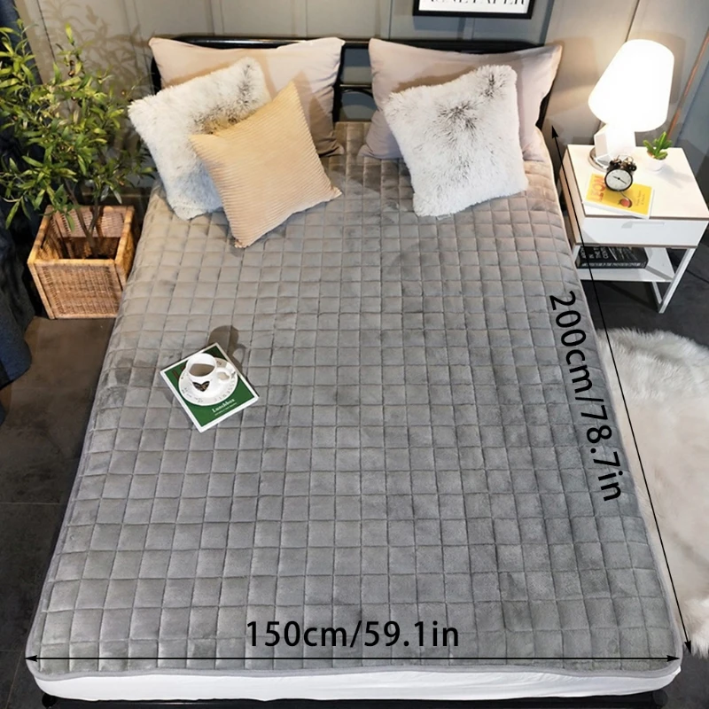 Winter Thicken Warm Flannel Bed Sheet Cover Skid Resistant Quilted Elastic Fitted Mattress Topper Pad Embossed Bedding Protector | Дом и сад