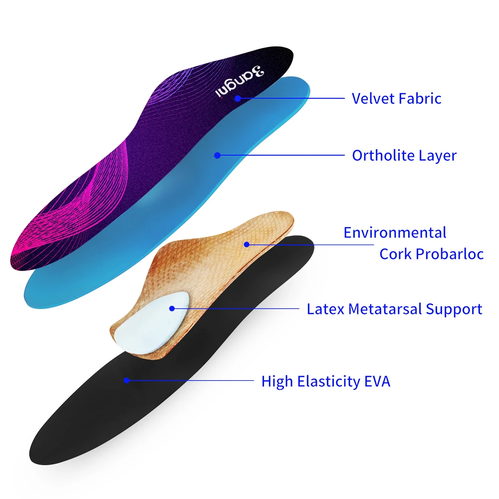 BANGNI Plantar Fasciitis Insoles Arch Support Flat Feet Shoes Pad Orthopedic Sole Orthotic Inserts for Women Men