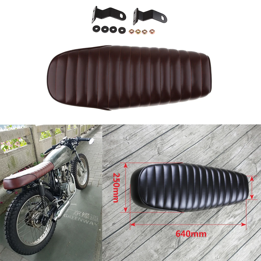 

Brown Motorcycle Cafe Racer Seat Flat Saddle For Vintage Street Bike