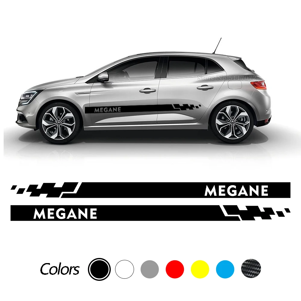 

Car Door Stickers Full Cover Sticker Skirts for Renault Megane 2 3 4 2007-2013 Sport Tuning DIY Decorative 2Pcs