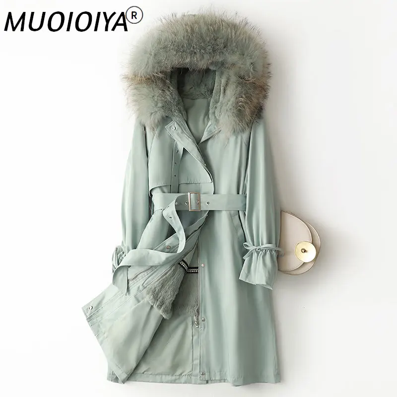 

Women's Winter Jacket Real Rabbit Fur Liner Parkas Female 2022 Hooded Raccoon Fur Collar Jackets Casaco Feminino Gxy732