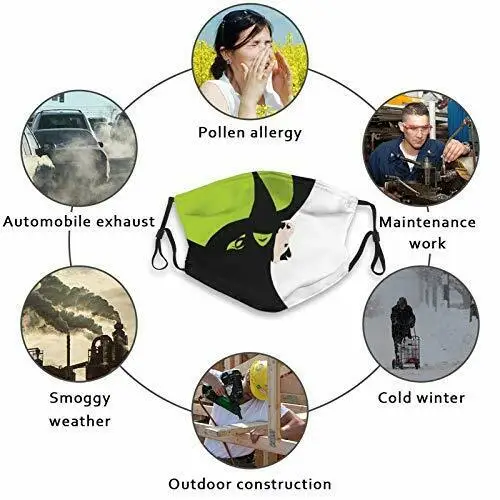 

2pcs Wicked The Musical With Filter Face Cover Reusable Bandana (Black3)