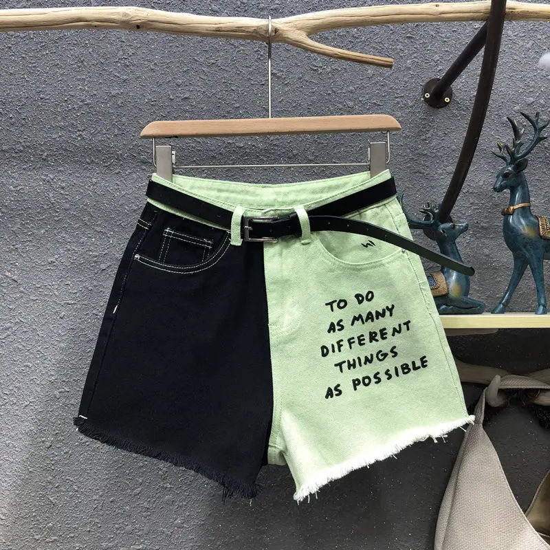 

Шорты женские с широкими штанинами, свободные строченные трапециевидные с надписью, с завышенной талией, лето
