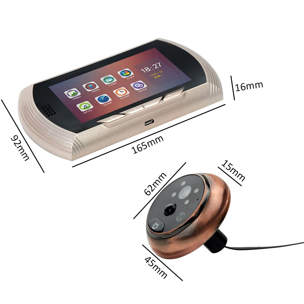 

4.5 inch LCD Color Screen Doorbell Camera Wifi Video Digital Smart Door Bell Recorder PIR Motion Detection Night Vision Intercom