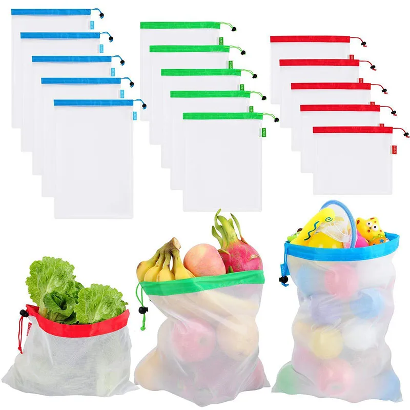 

12 моющиеся мешки, многоразовые сетчатые сельскохозяйственные сумки для покупок, хранения фруктов и овощей, сумка для хранения игрушек