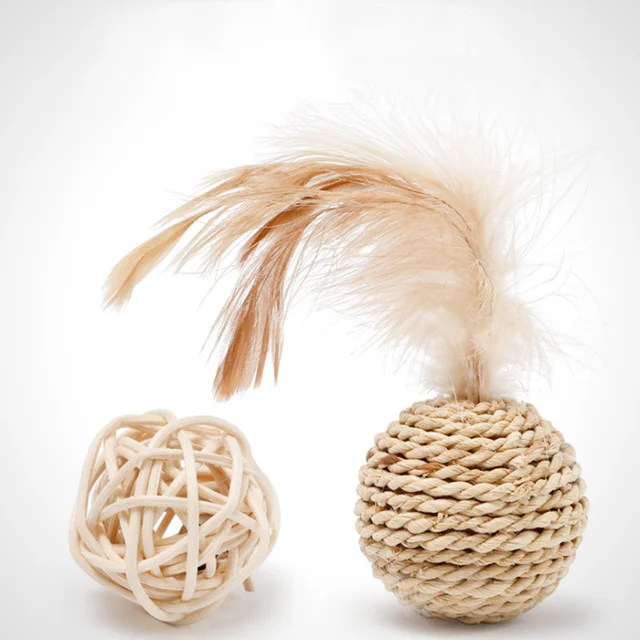 Cat Toy Plant Straw  Bell Cat Toy Feathers Tease Cat Toy Cat Bell Toy Cat Kill Time Bell Cat Toys Interactive