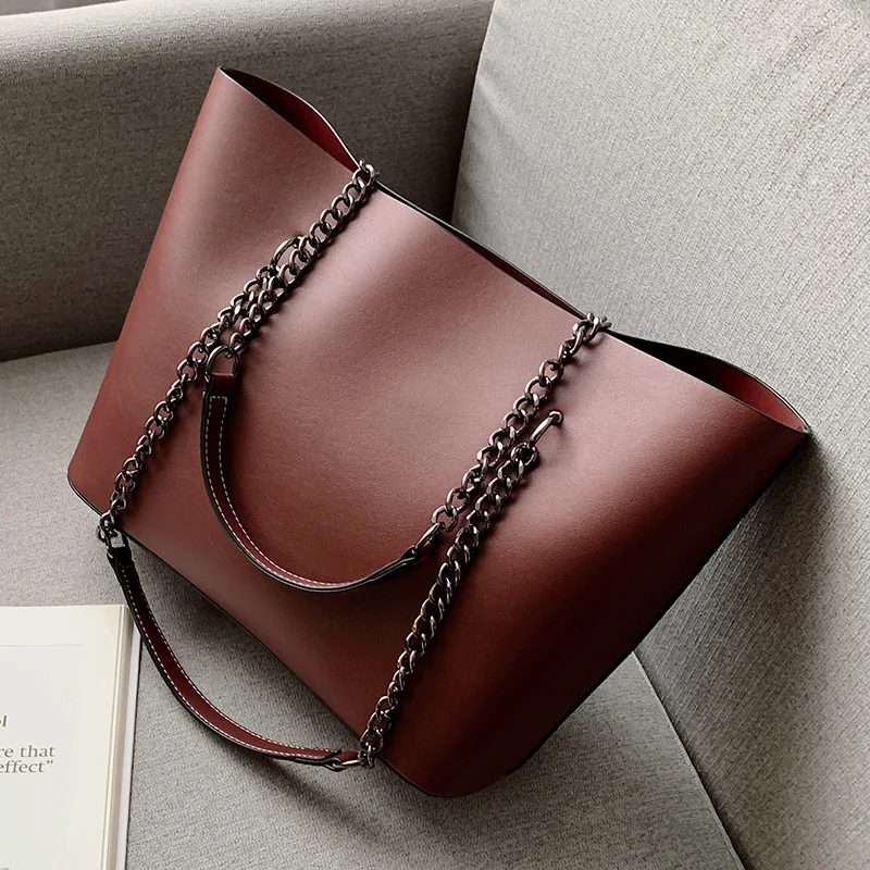 

Designer PU Leather Shoulder Bags For Women 2021 Chain High Capacity Travel Hand Bag Female Large Crossbody Bag