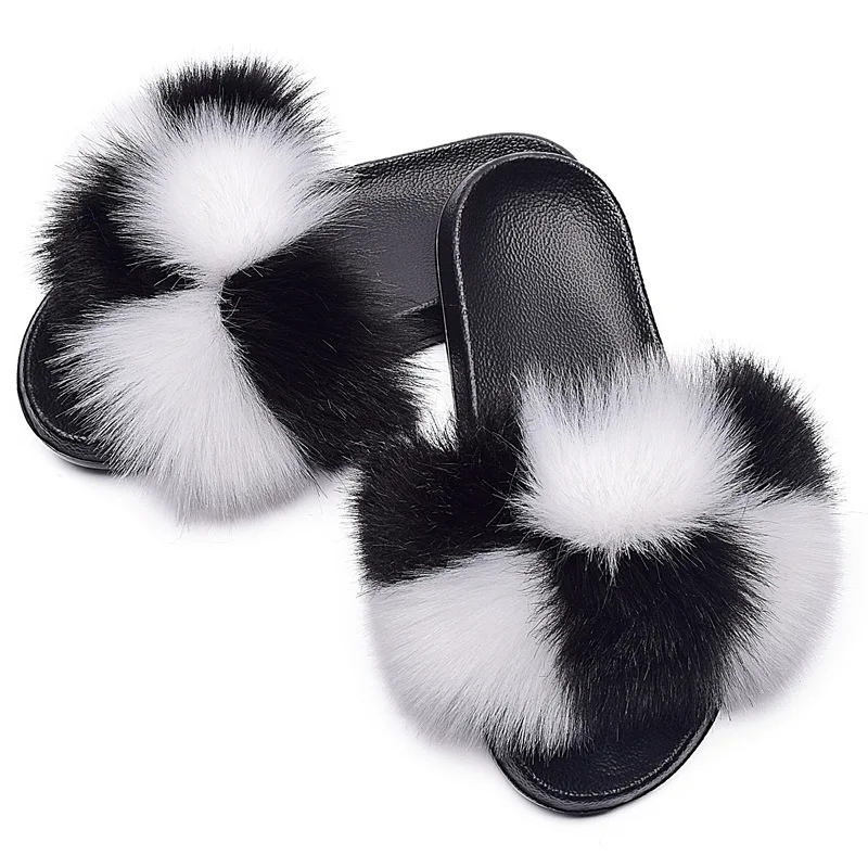 

Sexy Faux Fur Slippers Women Furry Fluffy Slippers Outdoor Indoor Home Flat Shoes Female Casual Flops Slides Dropshopping