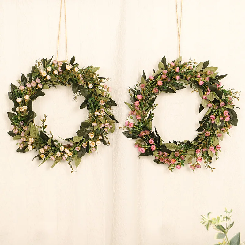 

Hanging Simulation Fragrant Snowball Flower Wreath Welcome Garland Door Hanging Craft Party Decorations Easter Wedding Wreaths