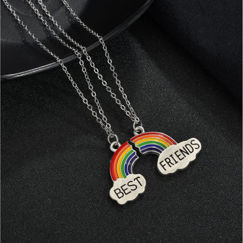 

Ожерелье Best Friend с радугой, 2 шт., модное женское Подарочное ожерелье, Модный Цветной воротник, украшения на шею, оптовая продажа