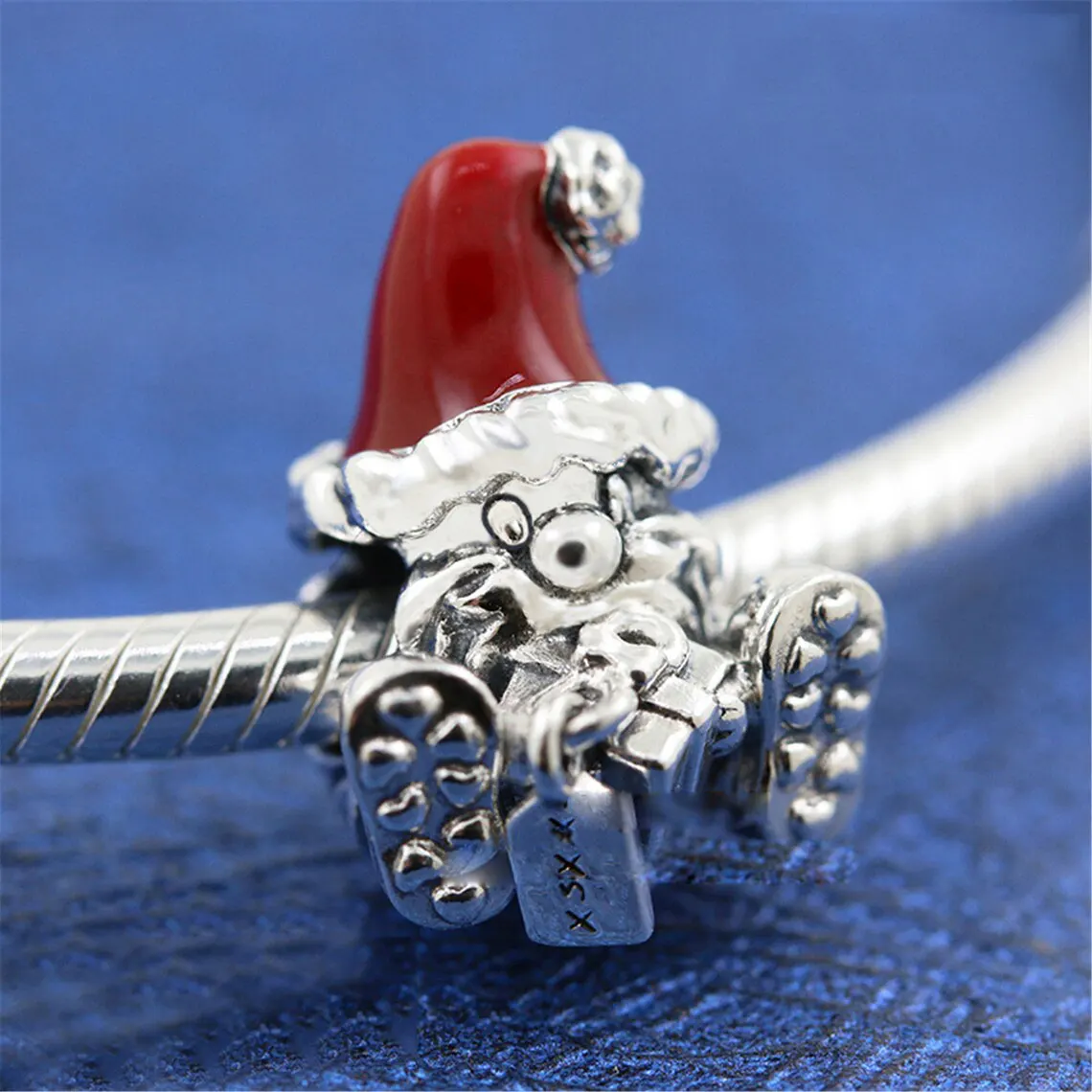 Женская серебряная подвеска в виде Санта-Клауса и подарочный Шарм-бусина с