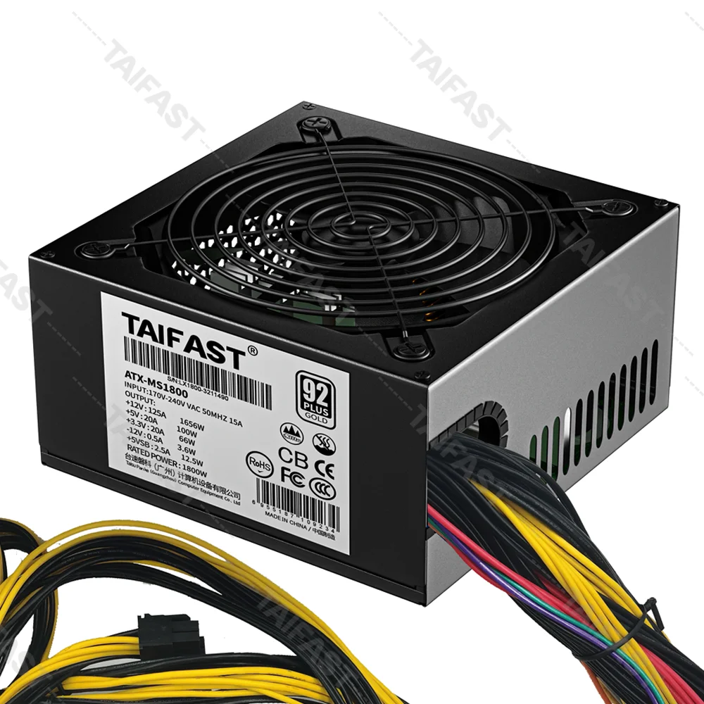 

BTC ETH High Efficiency ATX 1600W 1800W Mining 92 PLUS Platinum Gold Power Supply For Ethereum Professional Rig GPU