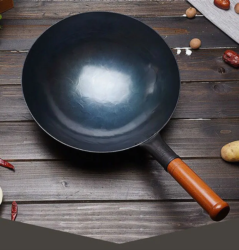 Железная кастрюля в китайском стиле газовая плита из чистого железа с деревянной