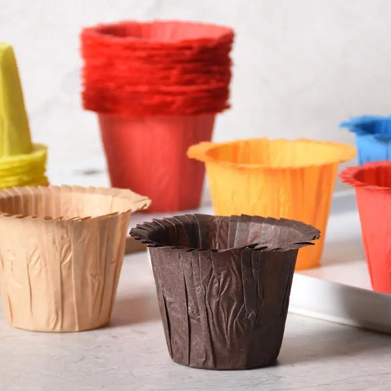 

30pcs/pack Anti-oil Cups Thickened Greaseproof Paper Colorful Cake Cups