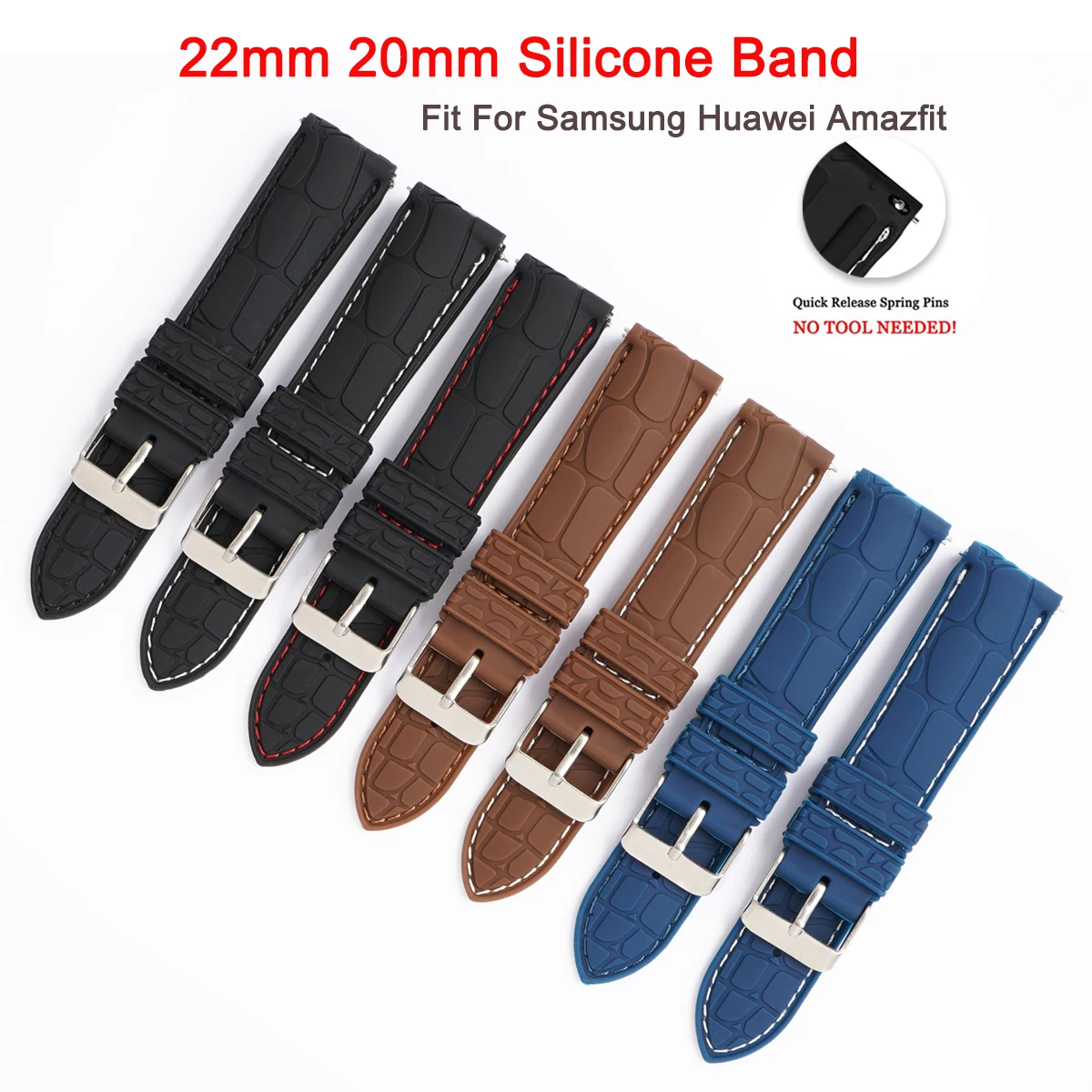 

20mm 22mm Silicone watch Band For Samsung Galaxy watch 3 45mm/41/active 2 huawei gt 2e/2 For amazfit bip gts strap