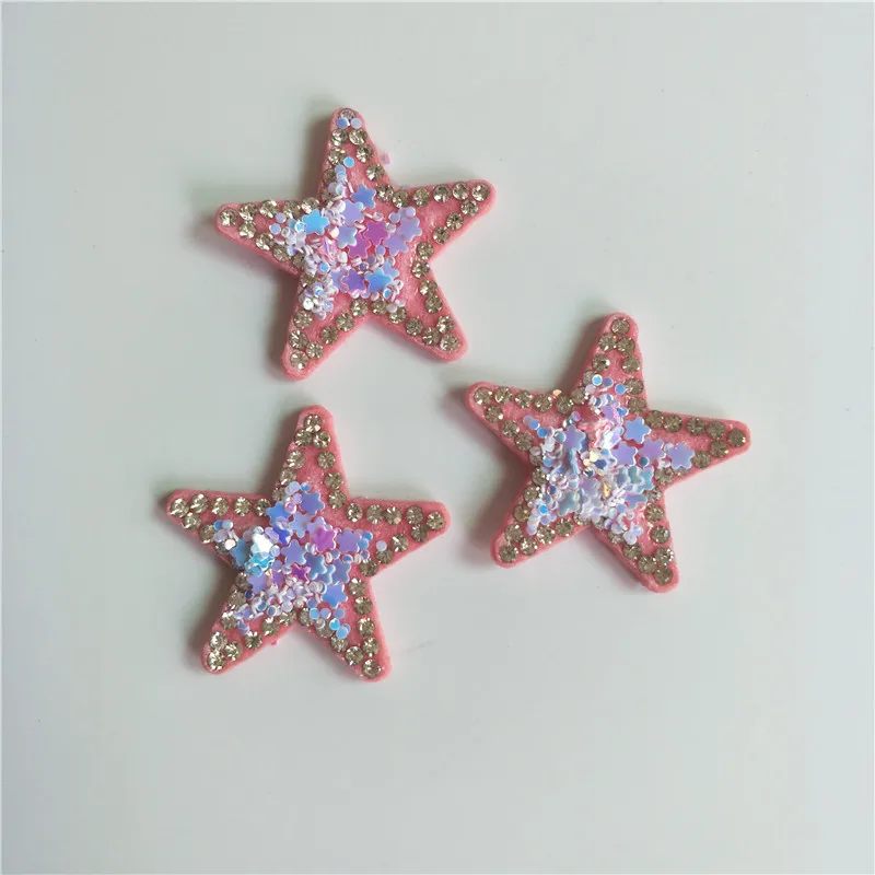 

100pcs/lot 3.2cm Sequin shiny star crown Padded appliques for garment decoration DIY handmade headwear accessories