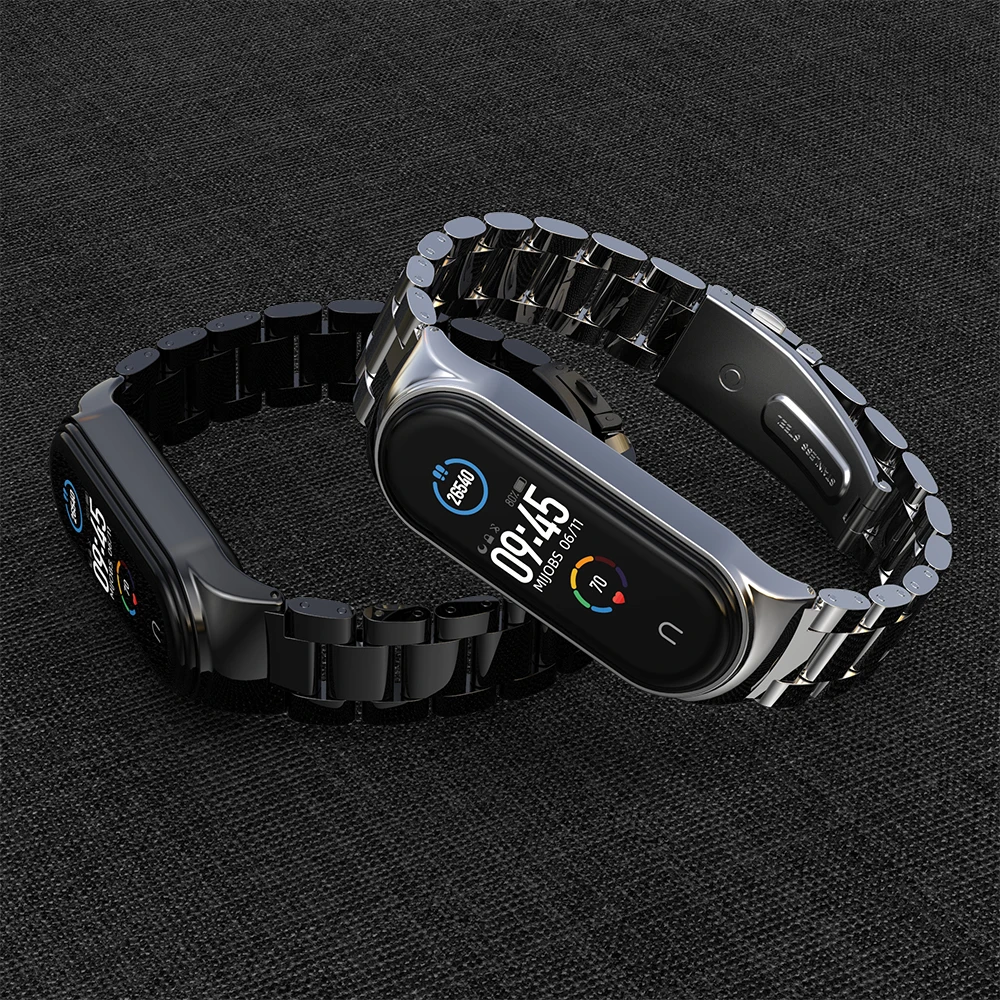 Плечевой ремень для Mi Band 6 5 металлический браслет из нержавеющей Opaska 4 ремешок Xiaomi