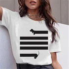 LINNA, мопс, Такса, Такса смешная футболка Женская Harajuku милый костюм с рисунком собаки Пит футболка с быком Топы для женщин
