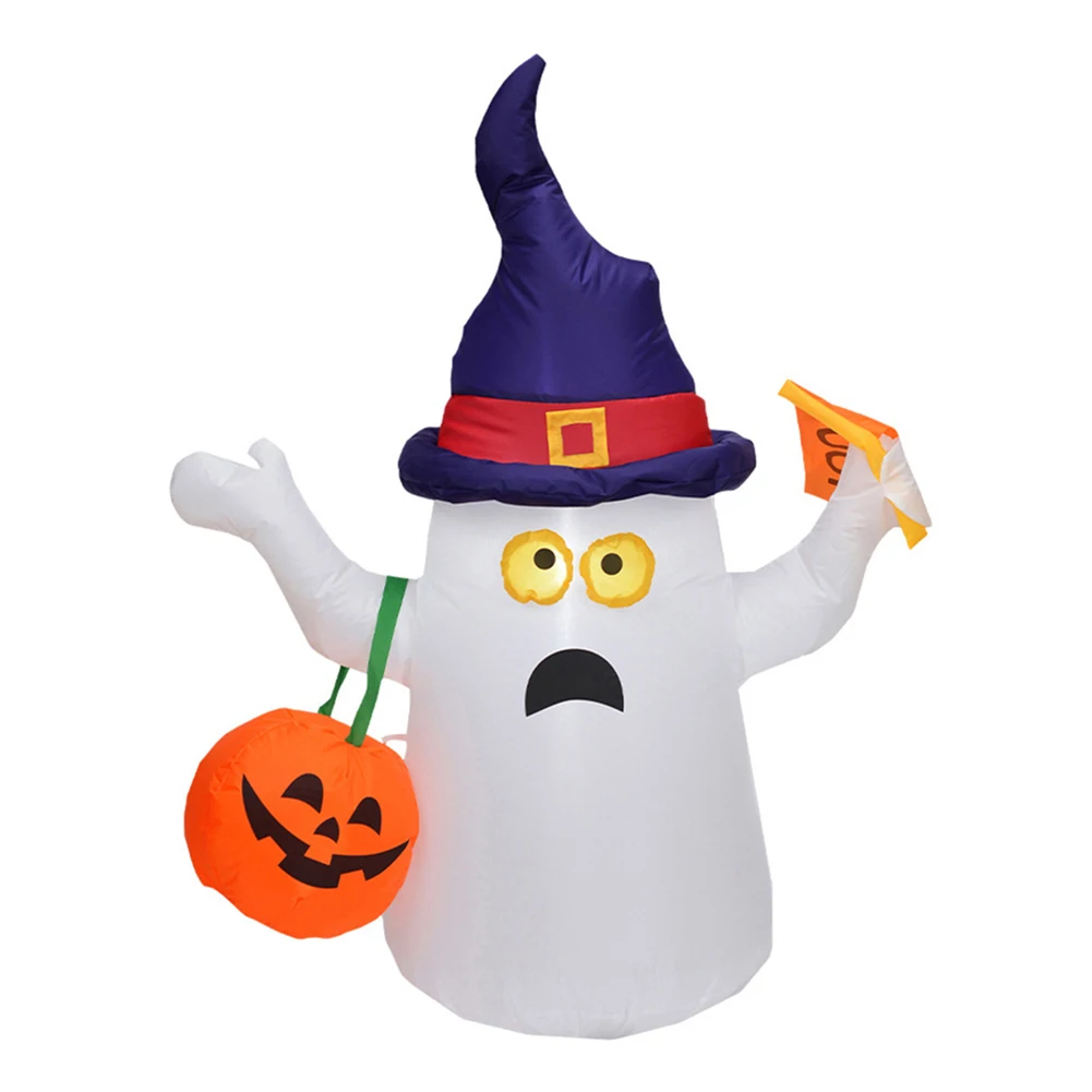 

Надувная белая кукла-призрак со спутанным светом и подъемной тыквой, реквизит для Хэллоуина, воздушный шар со светодиодсветильник, тыква-пр...