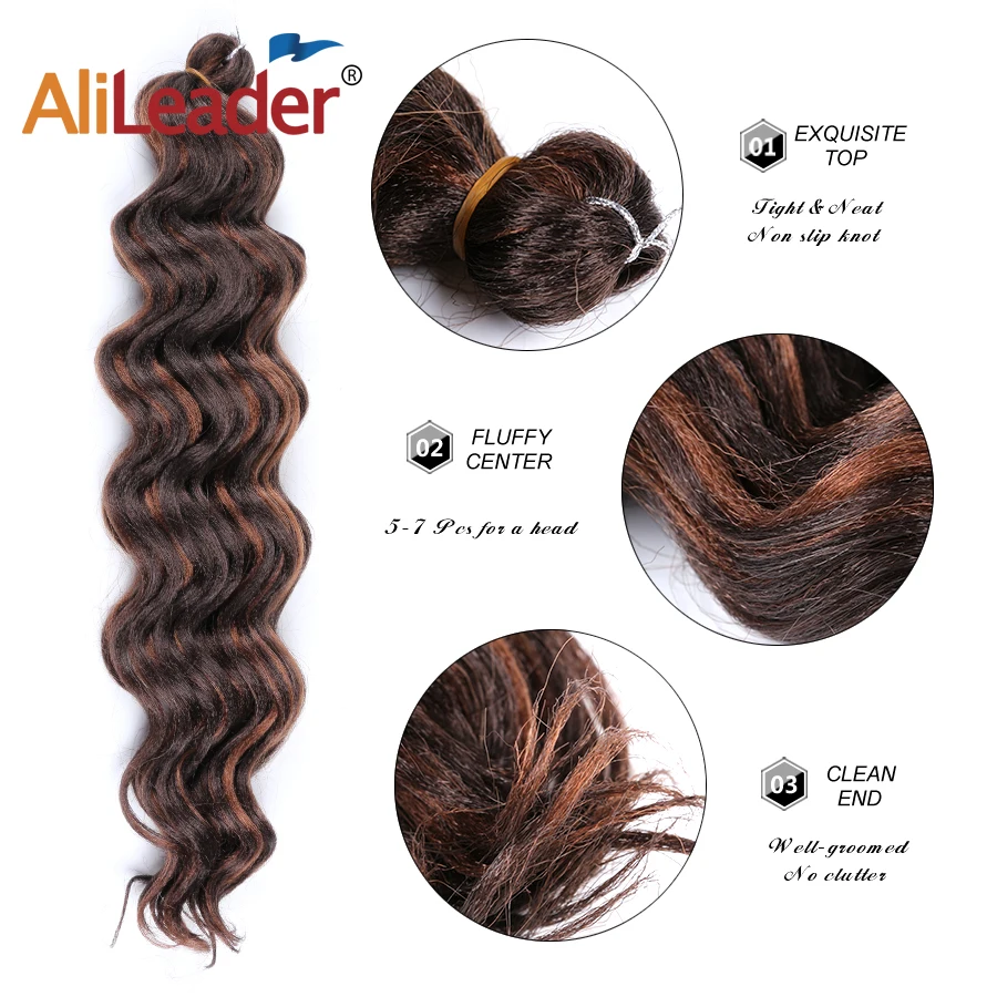 AliLeader 20 дюймов волна воды волосы кроше для наращивания женщин поддельные с низкой