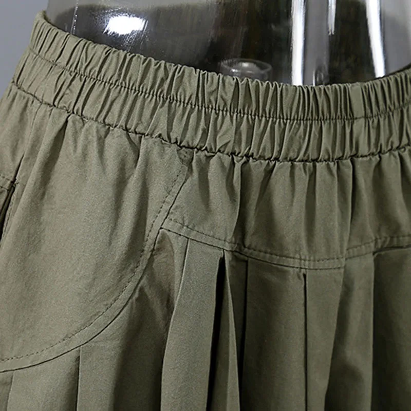 

[EAM] High Elastic Waist Pockets Pleated Long Wide Leg Trousers New Loose Pants Women Fashion Spring Autumn 2021 1DD7208