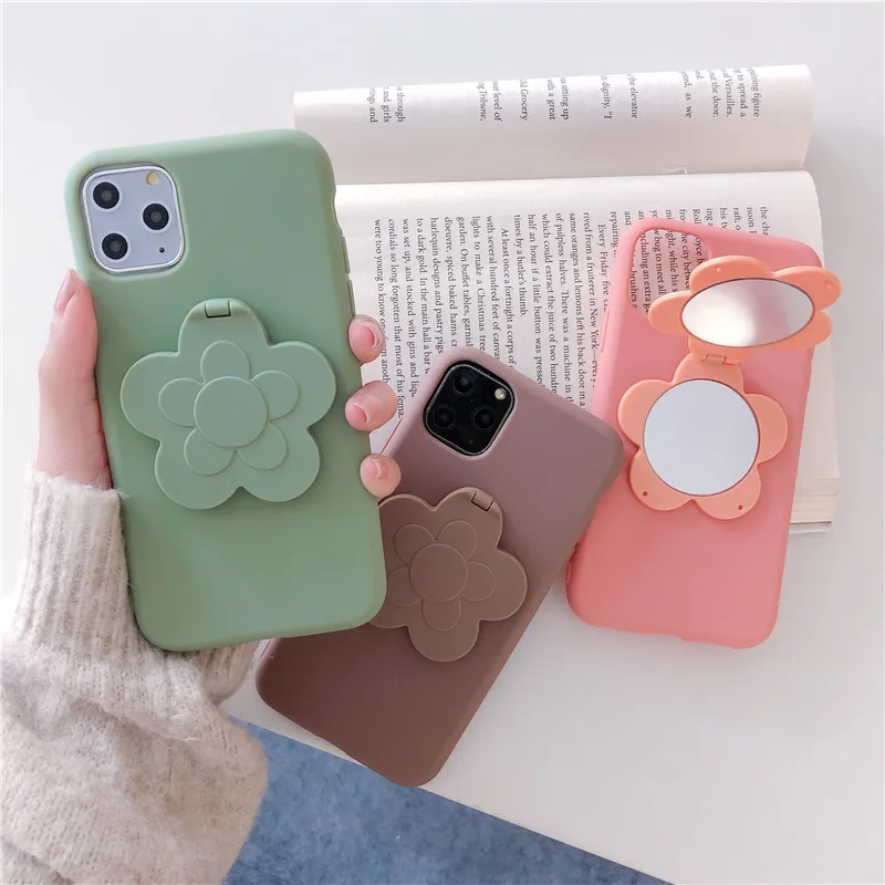 Милый карамельный ТПУ чехол с зеркальным держателем для OPPO R9 R9s R11 R11s Plus