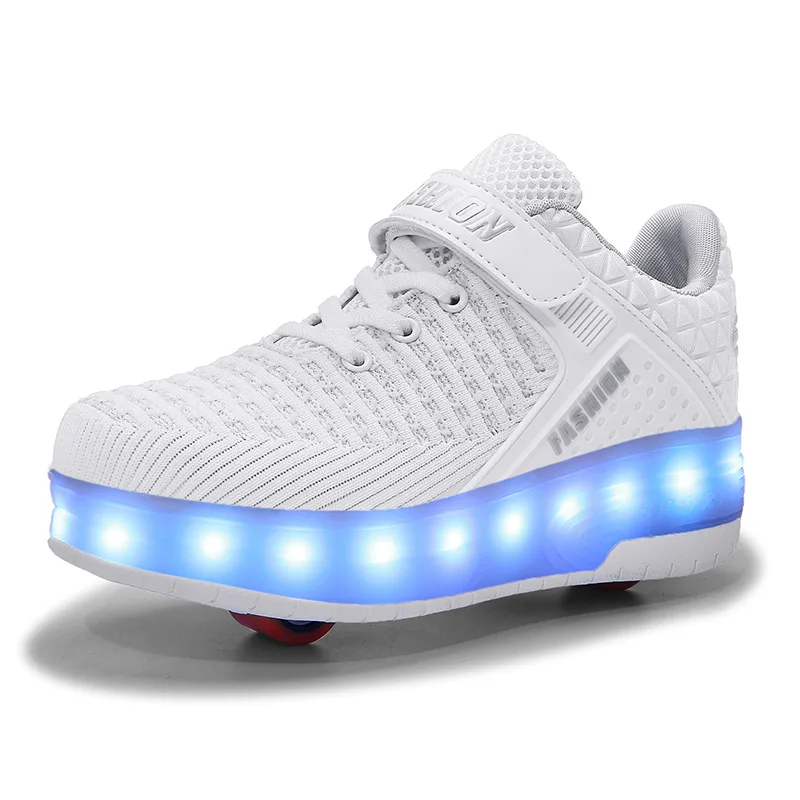 

Boys Sneakers with Wheels Kids Wheel Shoes LED Light Roller Shoe Children Outdoor Two Wheels Trainers Casual One Wheel Sneakers
