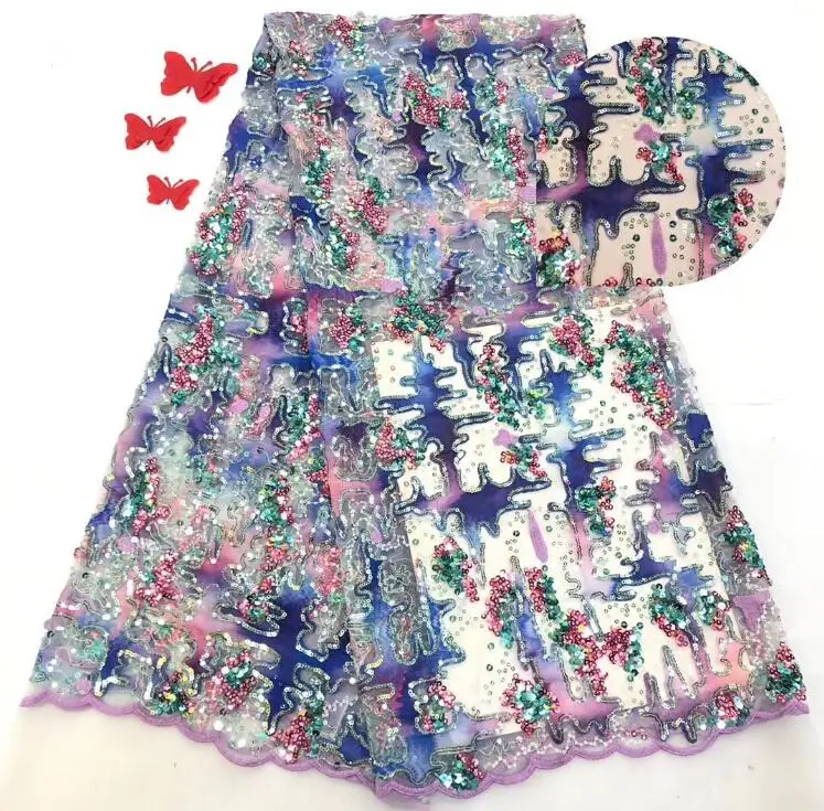 Красивая яркая нигерийская ткань для вечернего платья Новая африканская вышитая