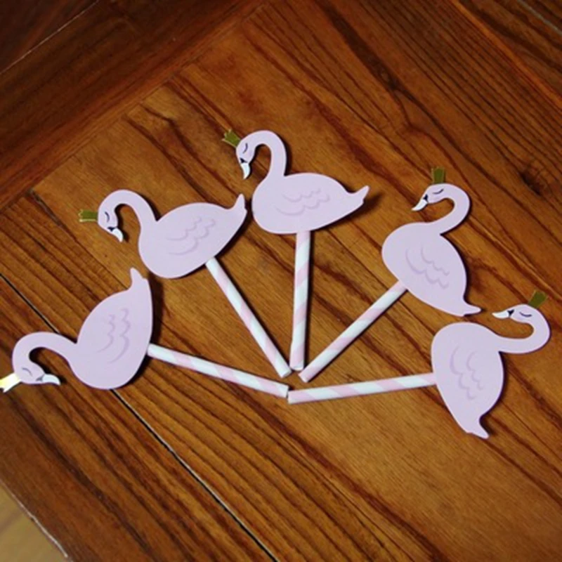 5pcs/lot New Cake Decoration Plugin Elegant Crown Swan Card Flamingo Birthday Insertion Flag Wedding Party Decorations | Дом и сад