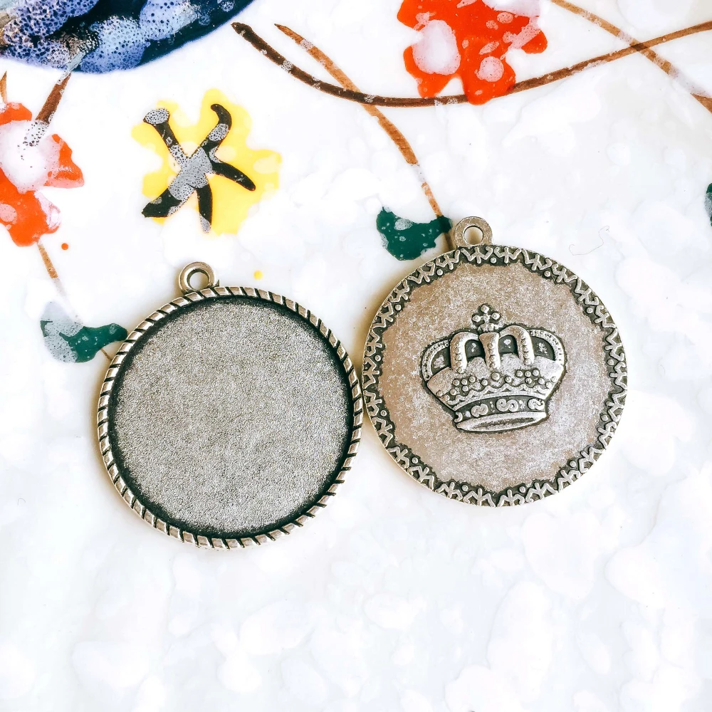 5 шт./лот 25 мм ожерелье с подвеской античный бронзовый серебристый цвет