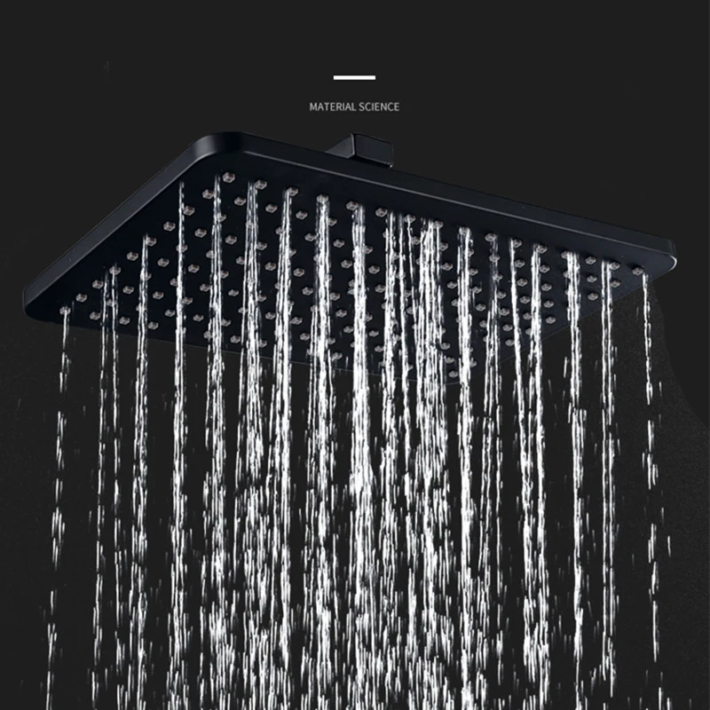 Bathroom Shower Set of Thermostatic System White Gold Rainfall Head Black Digital Mixer | Обустройство дома
