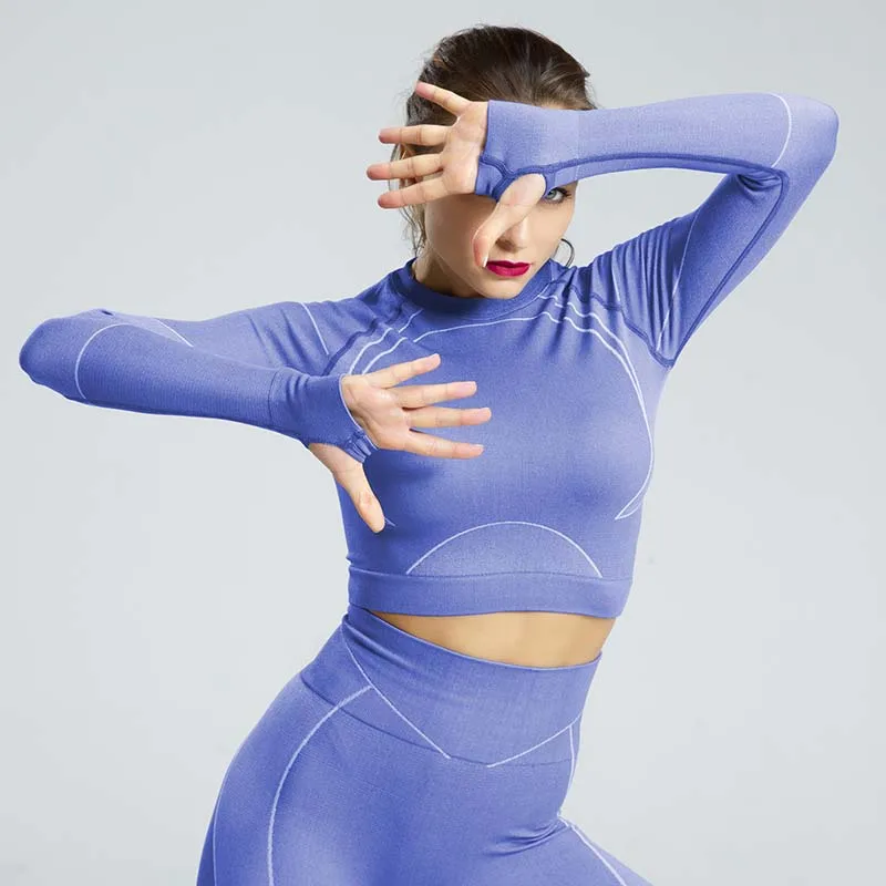 Женская футболка с отверстием для большого пальца бесшовные топы йоги спортзала