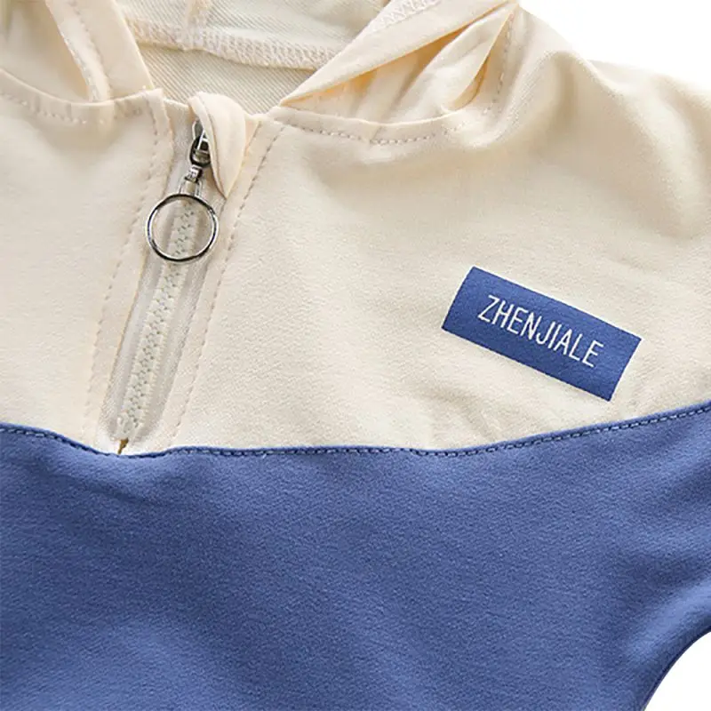 

Spring Autumn Casual Fashion Baby Long Sleeve Patchwork Hoodie And Trousers Kids Sportswear
