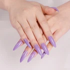 Длинные накладные ногти на шпильке, 24 шт.компл., преддизайнерские искусственные ногти в европейском стиле, фиолетового, винного, красного цветов для девушек, декоративные ногти
