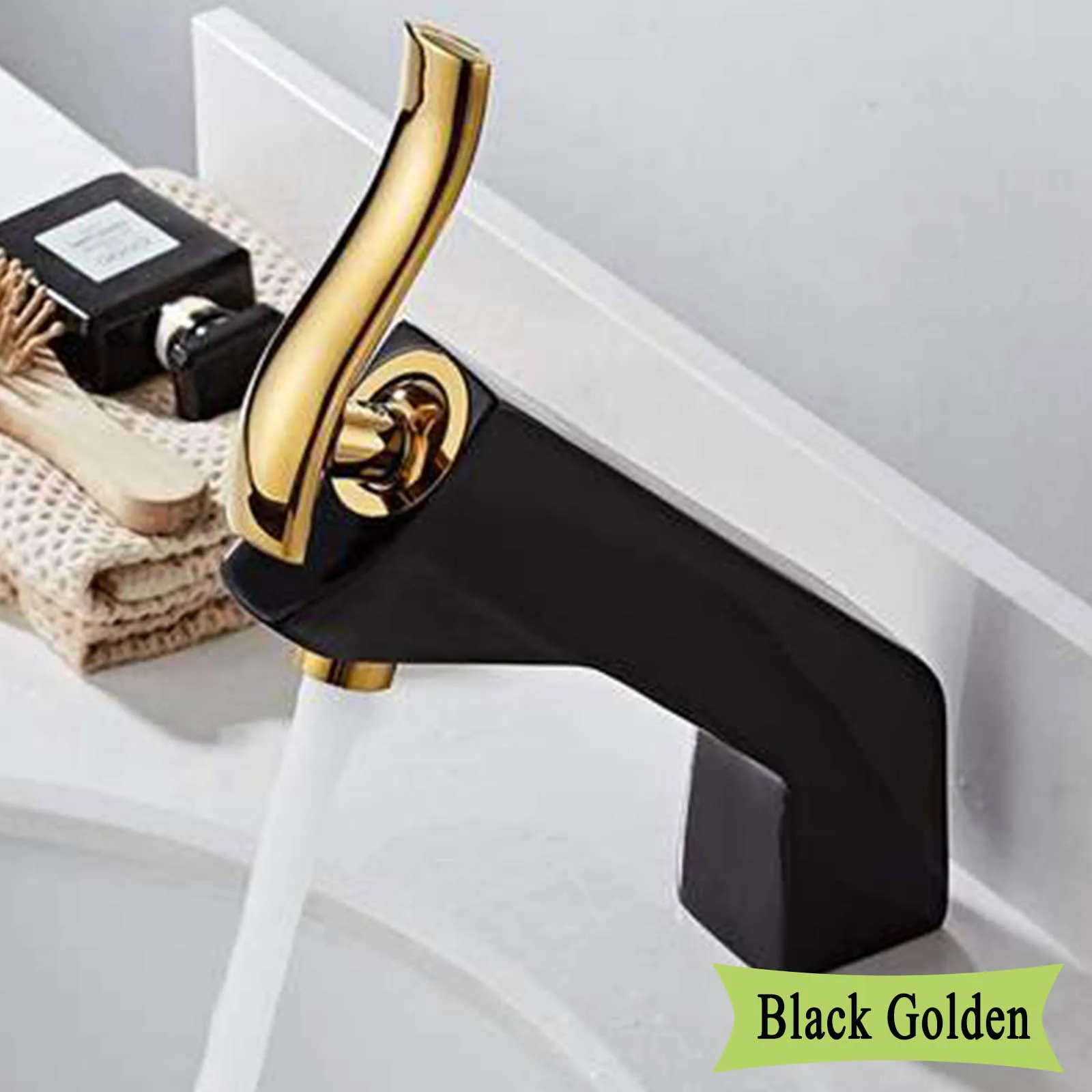 Black gold Черный/белый золотой кран для раковины оригинальные современные смесители для раковины золотая ручка Ванная раковина кран холодной горячей воды смесителя - Цвет: Black gold