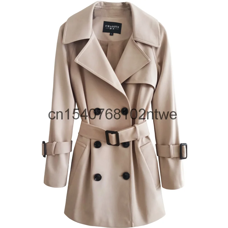 

Женская трикотажная ветровка средней длины, облегающее двубортное пальто армейского зеленого цвета для отдыха, весна-осень 2021