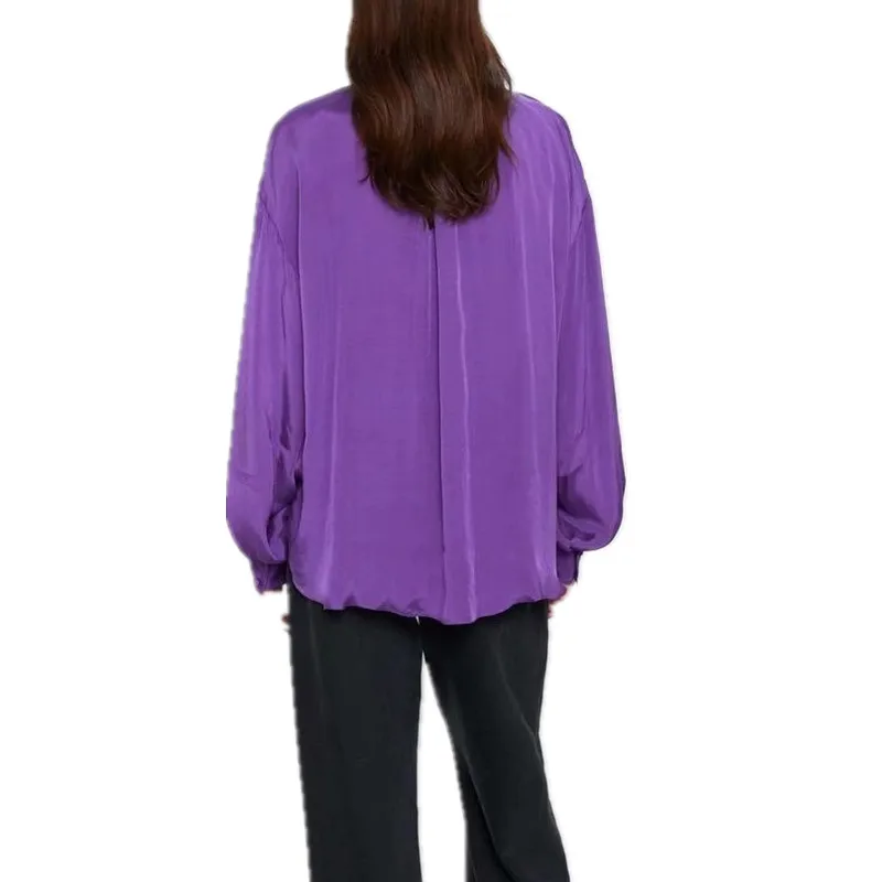 Женская блузка с длинным рукавом и круглым вырезом осень 2020 | одежда