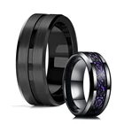 Новые трендовые 8 мм черные канавки скошенные края черные вольфрамовые свадебные кольца кельтского дракона для мужчин и женщин мужские инкрустационные фиолетовые кольца из углеродного волокна